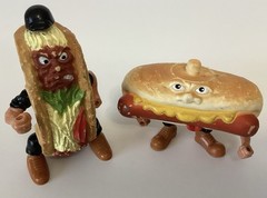 Vintage 1988 Mattel FOOD FIGHTERS 6 Loose Figures Much Wear No Accessories As-Is