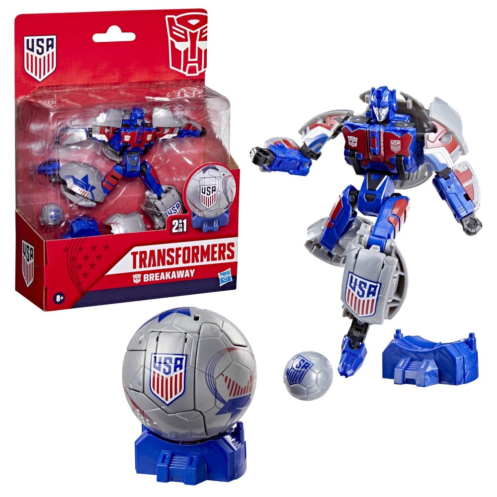 Hasbro Transformers Breakaway 5.5-Inch Action Figure Robot Toy with Soccer Ball,