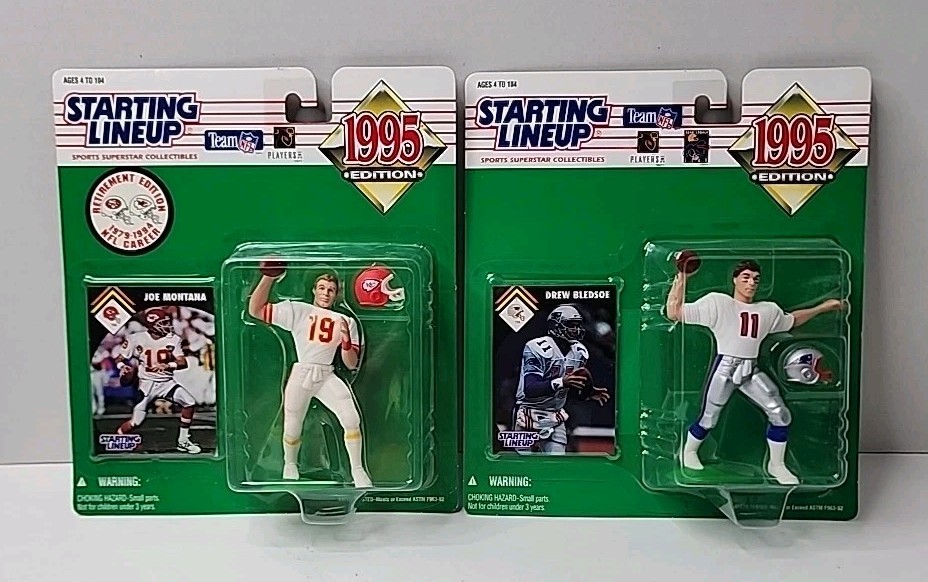 Starting Lineup [SLU] Lot/Bundle – Joe Montana & Drew Bledsoe – 1995 Edition