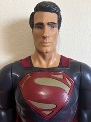 Superman Action Statue Figure w/ Fabric Cape, Blue Red Flesh Plastic