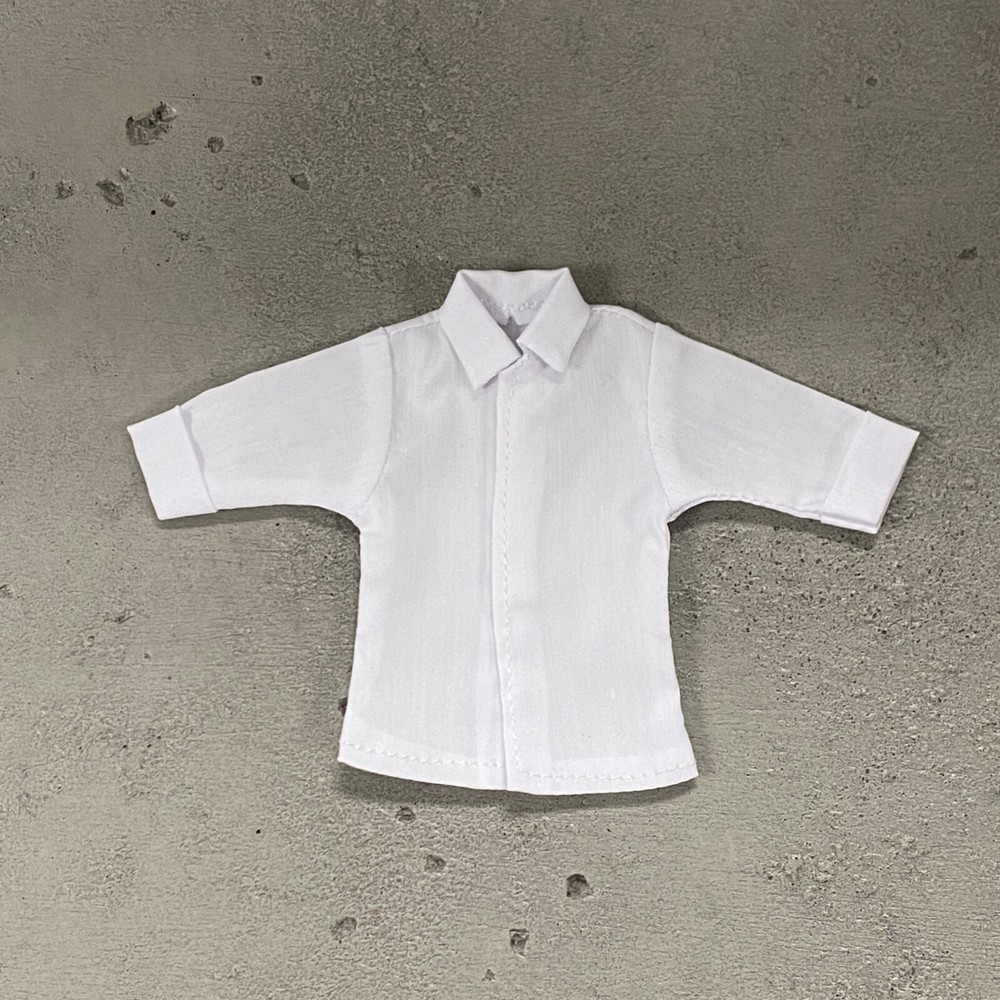 SU-RSV-SHT-WHT-L: 1/12 White Dress Shirt w/ roll-up sleeve for 6″ Muscular body