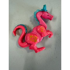 Vintage Pink Dragon Action Figure Mythical Creature Toy Teal Fins Yellow Spots