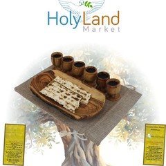 Holy Land Market Meal That Heals Olive Wood Communion Set – Six Cups and one
