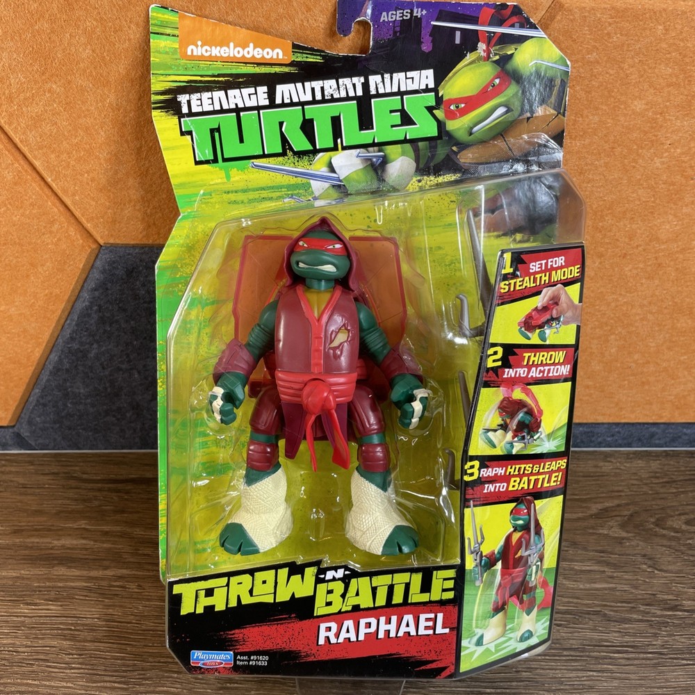 TEENAGE MUTANT NINJA TURTLES THROW-N-BATTLE RAPHAEL ACTION FIGURE New Sealed