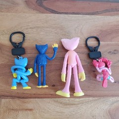 POPPY Playtime Scary Huggy Wuggy 5″ Lot Of 4 Posable Action Figures 2 Keychains