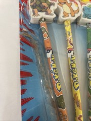 6 Pencils With Eraser Toppers Vintage 1999 Pokémon Gotta Catch ’em All! Rose Art