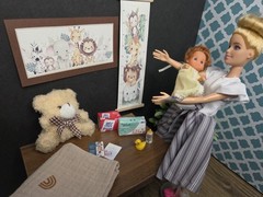 1/6 SCALE Mini Nursery Decor, Blanket, Teddy Bear, Diapers, Wipes, Announcements