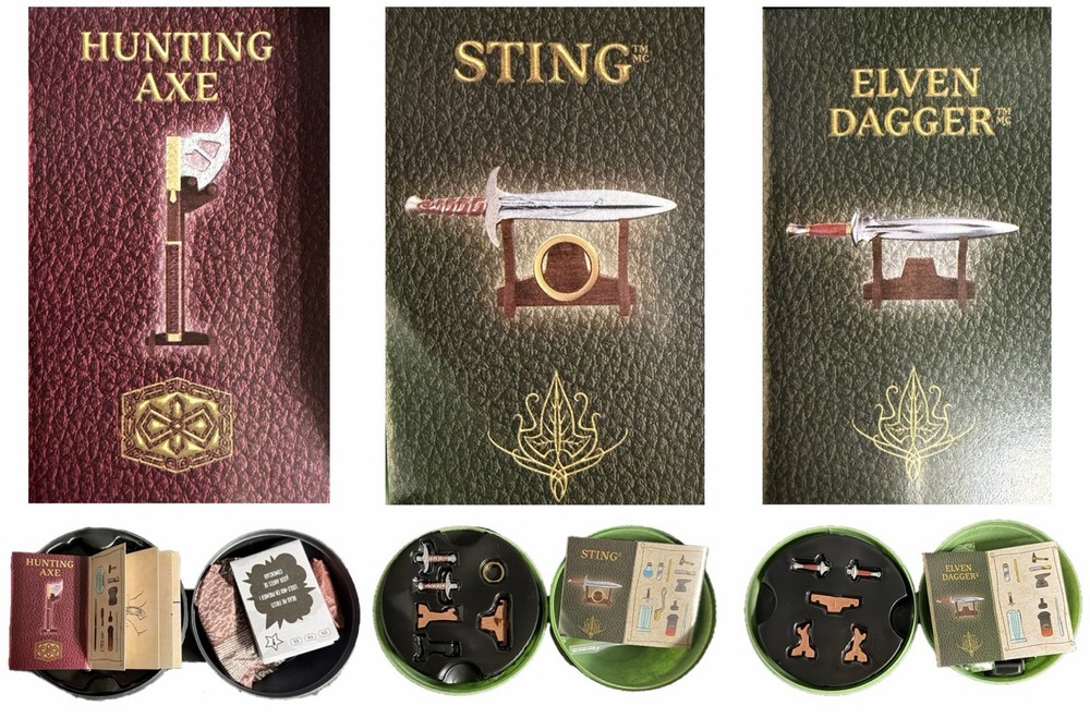 3 Miniverse Make It Mini Lord Of The Rings Hunting Axe Sting Elven Dagger Lot !!