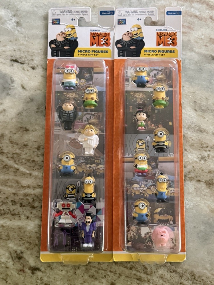 (2) NEW Despicable Me 3 Micro Figures Walmart Exclusive 8-Piece Set 16 Total