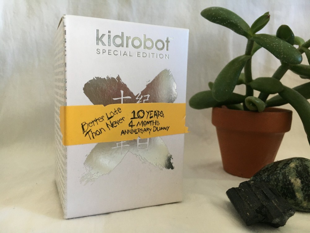 Kidrobot Special Edition 10th Anniversary DUNNY 3″ 10 Years 4 Months SILVER NEW 