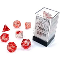 Luminary Red/Silver Dice Set (7 Dice, Polyhedral) – Chessex – Nebula Series