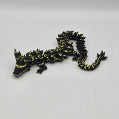 3D Printed Articulated Dragon Black & Yellow 10.5″ Toy Figure