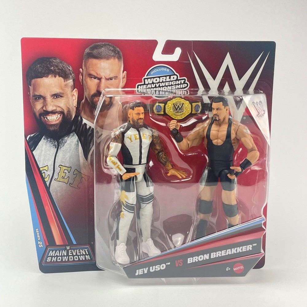 WWE Main Event Series 25 Jey Uso Vs Bron Breakker Action Figure 2 Pack With Belt