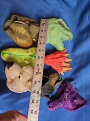 7 Vintage Rubber Hand Puppets Lot Animals Dragons Bears Dinosaur Alligator SOFT