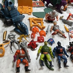 MOTU He Man Huge Lot Gray Skull Castle Weapons 18 Figures Mantisaur Stridor
