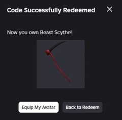 Robl0x | Beast Scythe Grim Reaper Death Series 3 WORLDWIDE – RARE Toy Code