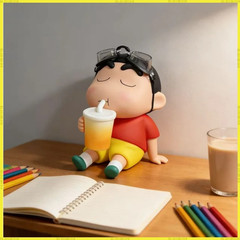 Crayon Shin Chan Night Light Tap Control Holding Soda Cup Vinyl Figure with Shir