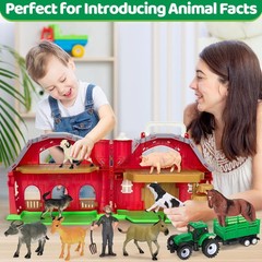 Farm Animals Toys for 1 2 3 4 5 Year old Toddlers Girls Boys, Big Red Barn Farm