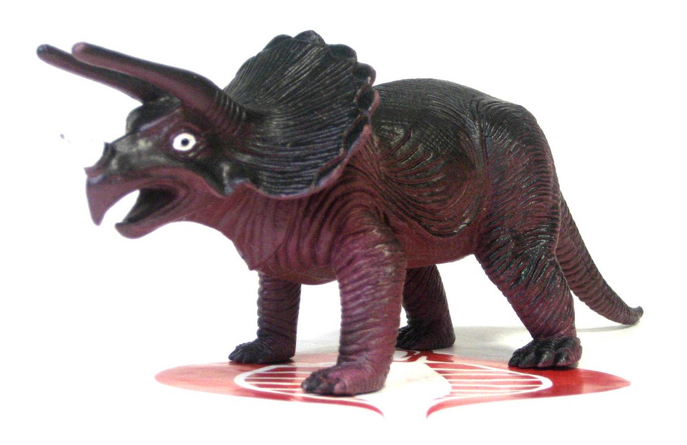 Dinosaur Hard Plastic Brown Triceratops Purple 9″ Long Figure Plastic PVC Toy