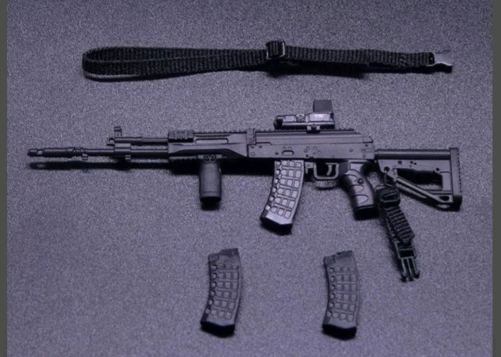 1/12 Scale AK-47 Assault Rifle (Black) 1/12 Scale Accessory Set by HASUKI *NEW*