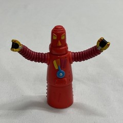 Vintage Unknown Red Hard PVC (Vinyl?) Robot Action Figure Posable Arms Retro