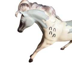 Grand Champion Grey White Pinto Horse Toy Figurine Brushable Mane Tail Horseshoe