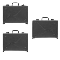 Set of 3 Black Plastic Toy Miniature Briefcases Accessories for 6 Inch Figures