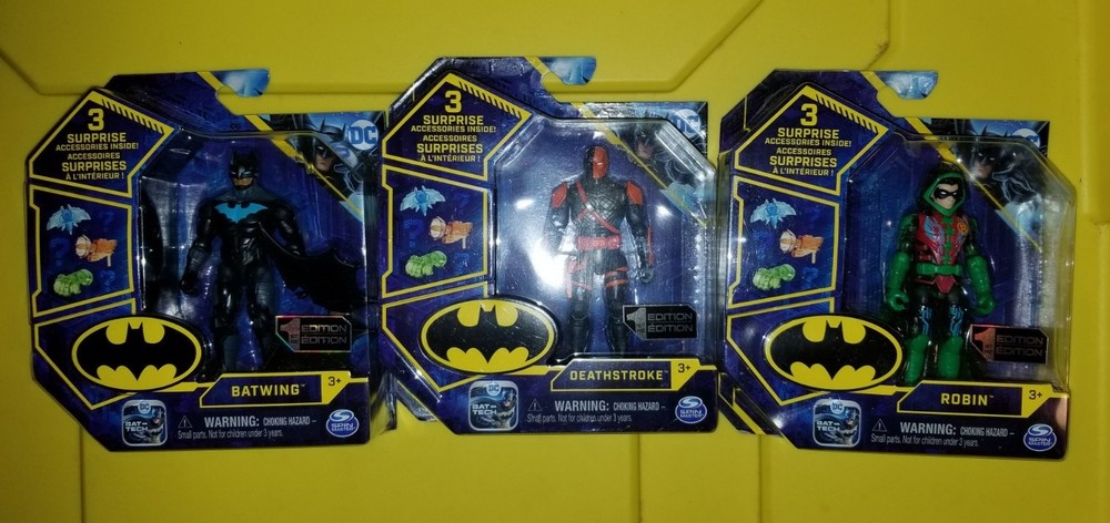 2021 Spin Master DC, Caped Crusader 4in: Deathstroke, Robin, Batwing. Lot of 3