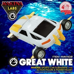 M.A.S.K. Ramen Toy Makina Labs GREAT WHITE w/ Portia White Porsche 928 Submarine
