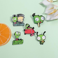 Invader ZIM Cartoon Enamel Pin Alien Metal Brooch Lapel Badge Backpack Gift Kids