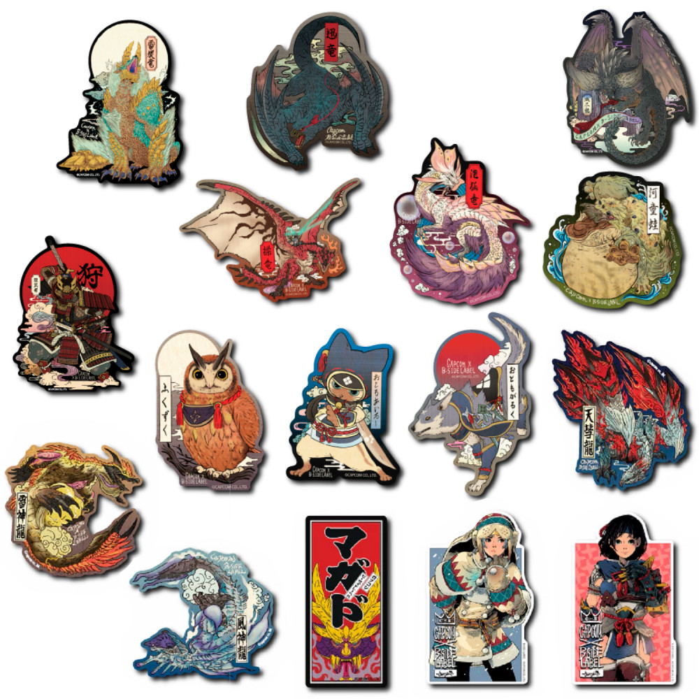 Capcom Monster Hunter Rise Ukiyo-e B-Side Label Sticker 15 Types japan limit NEW
