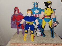 Lot of 4 X-Men Marvel Kellytoy Wolverine Magneto Captain Cyclops Plush Dolls Toy