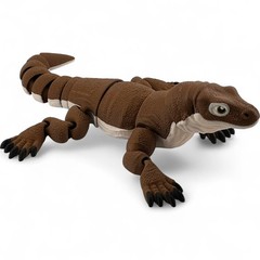 Komodo Dragon Figurine, Articulated 3D Printed Flexi Reptile, Brown & White