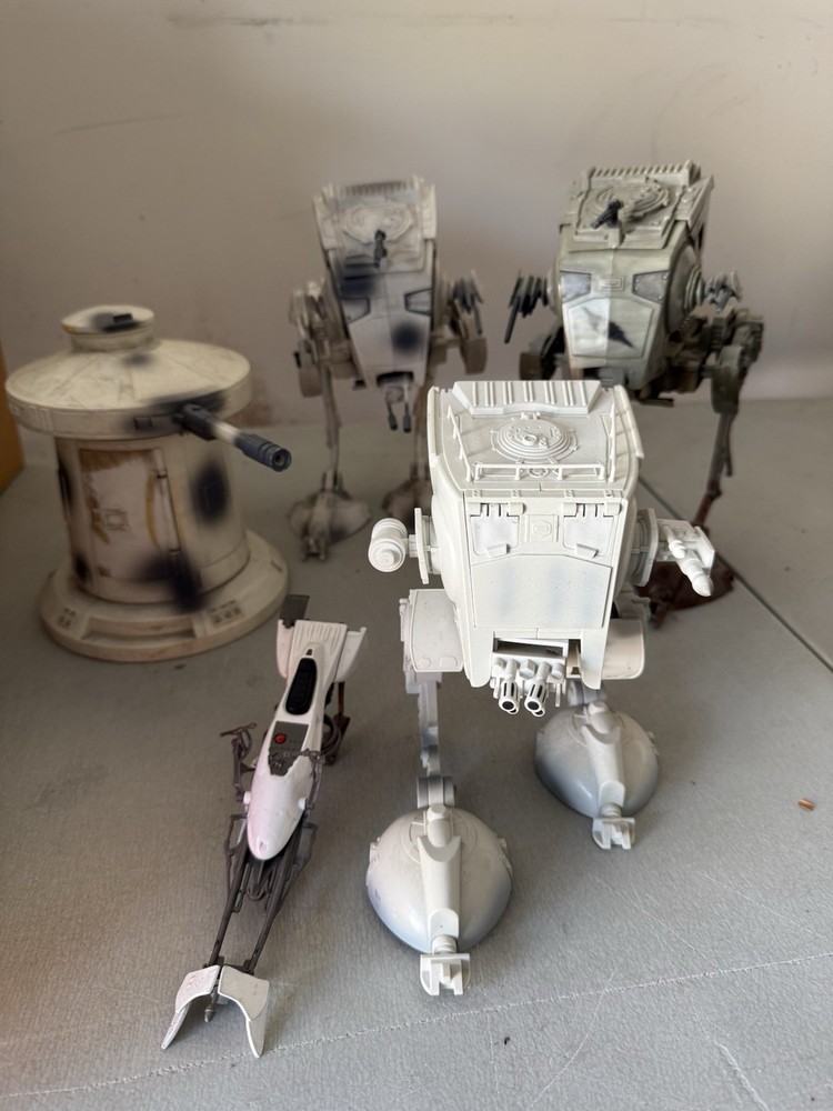30th Anniv Battle of Hoth AT-ST Vehicles Lot Turrets And Speeder Bike