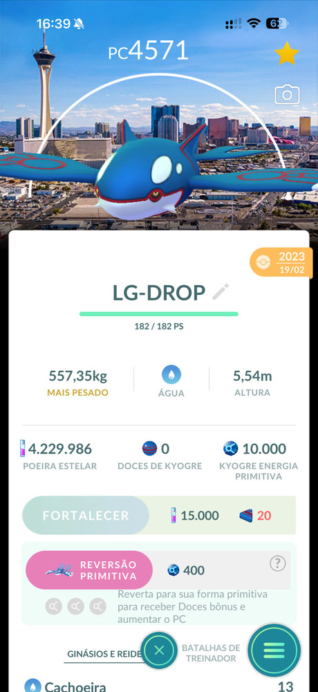 Kyogre Las Vegas Background Level 50 GO Pokemon