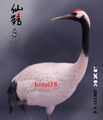 JXK 1/6 Red-crowned Crane Model + Base Grus Japonensis Animal Figure Gift Decor