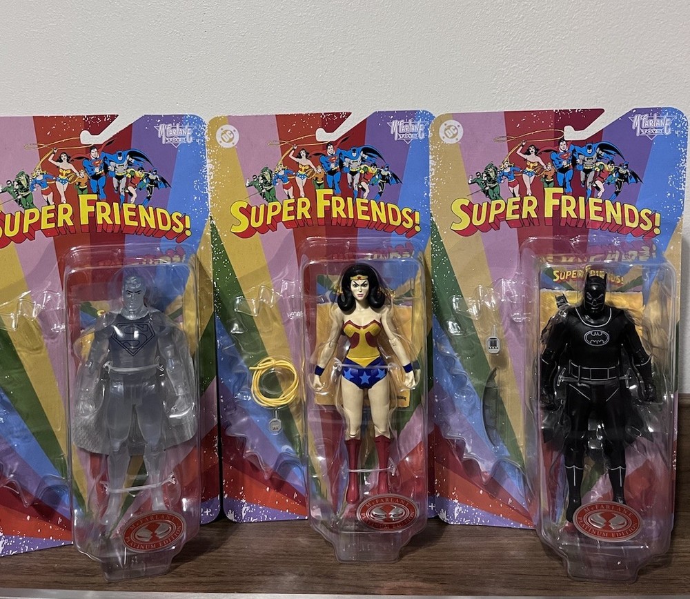 NEW McFarlane DC Super Friends RED PLATINUM Superman Batman Wonder Woman Figures