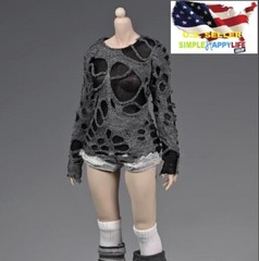 1/6 Ripped top lace Sweatshirt for 12″ female body phicen Hot toys worldbox❶USA❶