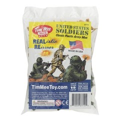 TimMee Plastic Army Men OD Green vs Tan 48pc Toy Soldier Figures Made in USA