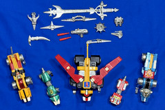 Voltron Set 5 Lions 1981 Taiwan Die-Cast GB-36 Near Complete Chrome Weapons