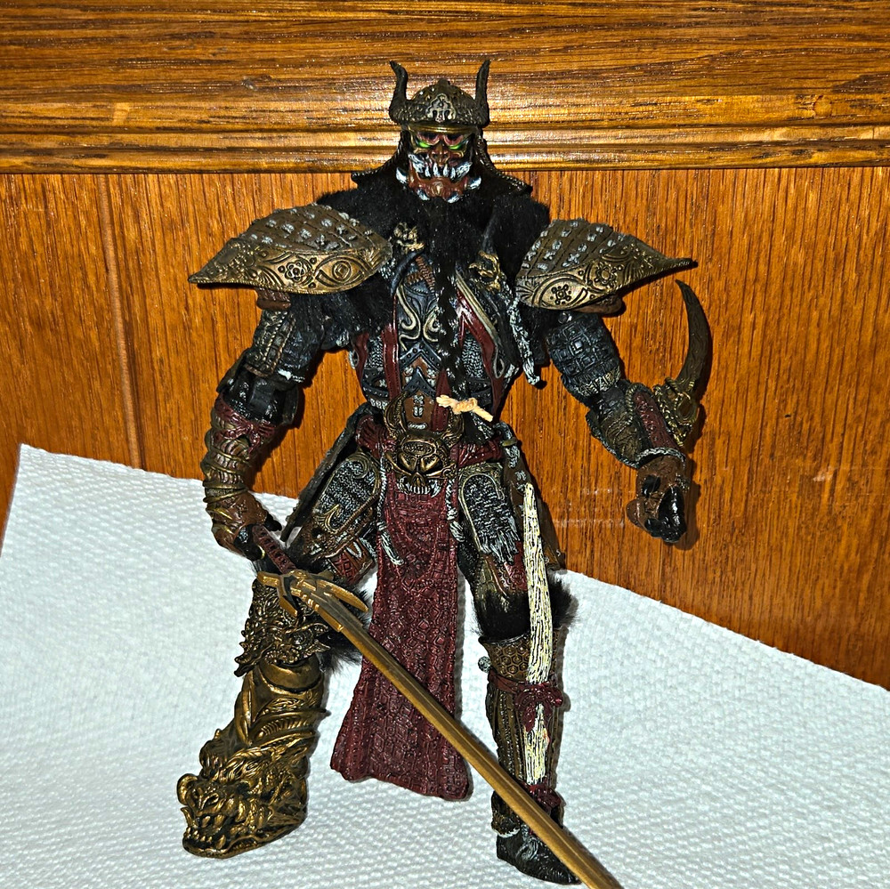 Fantasy Demon Warrior Armored Action Figure, Plastic, Black/Gold/Red, Sword