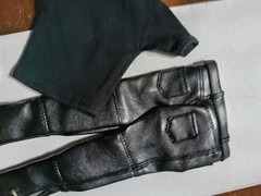 1/6 Scale Action Figure Black Motorcycle Pants, Belt, T-shirt 12″ Equipment
