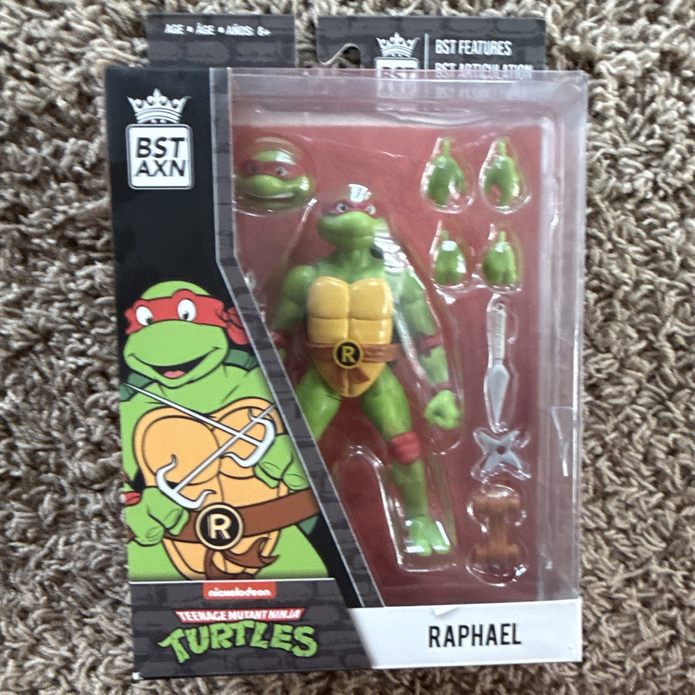 BST AXN TMNT Raphael Action Figure w/ Twin Sai Extra Hands Alt Head Boxed