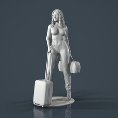 Unpainted resin figurine. Beautiful woman girl with bags 1:18 1:24 1:32 1/43