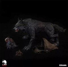 Fish Toys D20 Studio Giant Wolf Mount 1/12 Action Figure Model Toy w/ Two Heads