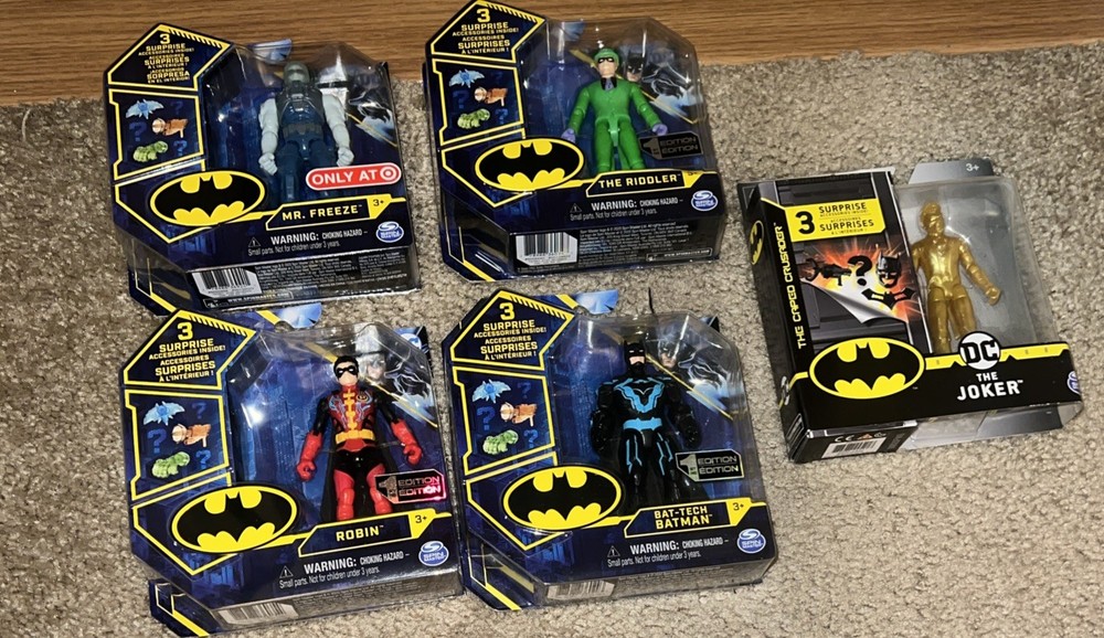Batman DC Spin Master 4″ Action Figures – Lot of 5 Batman Mr Freeze Joker Robin