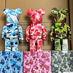 Camouflage Shark Bearbrick 400% Green Blue Red Four Colors 28cm Height Bear Doll