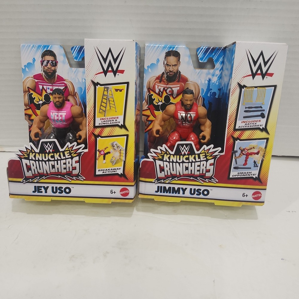 WWE Knuckle Crunchers Series 9 JEY USO & JIMMY USO 4 Inch Figures W Accessories