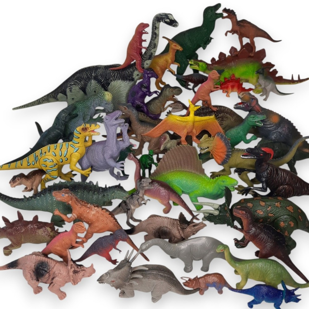 Dinosaur Action Figures Lot Jurassic Bundle Collection Toy Set Junk Drawer VTG.