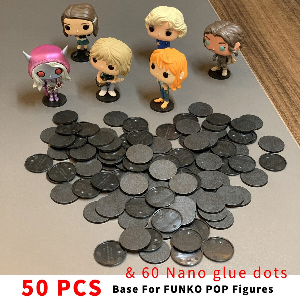 Lot 50 Display Stand Base 40mm For Funko POP figures & 60 nano glue dots Black